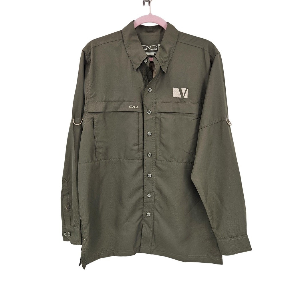 GameGuard Outdoors‎ Shirt Men M Green Microfiber Long Sleeve Vented Fishing Hike